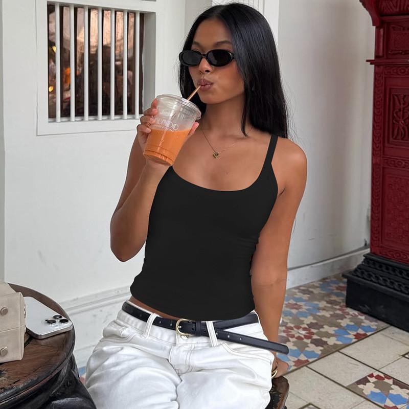 Streetwear Sexy Tank Top For Women With High Elastane And Cotton Blend