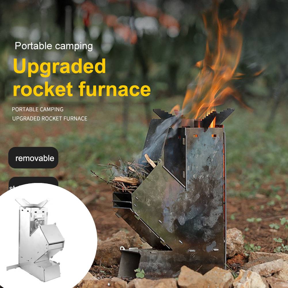 BBQ Rocket Stove Portable Camping Wood Stove Stainless Steel Portable Detachable Wood Burner Outdoor Wood Burning for Picnic BBQ China Mainland