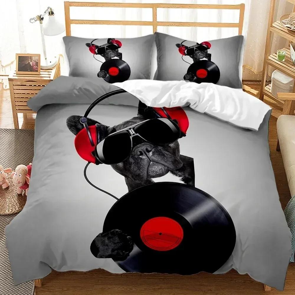 Top Dog Duvet Cover Set French Bulldogs Bedding Set for Kids Teen Twin Size Puppy Pet Doggy Animal Polyester Quilt Cover