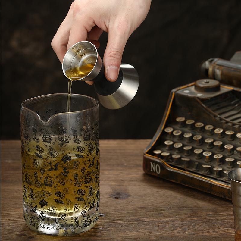 Stainless Steel Creative Double Head Measuring Cup Bar Cocktail Mixing and Measuring Instrument with Graduated Line Ounce Cup