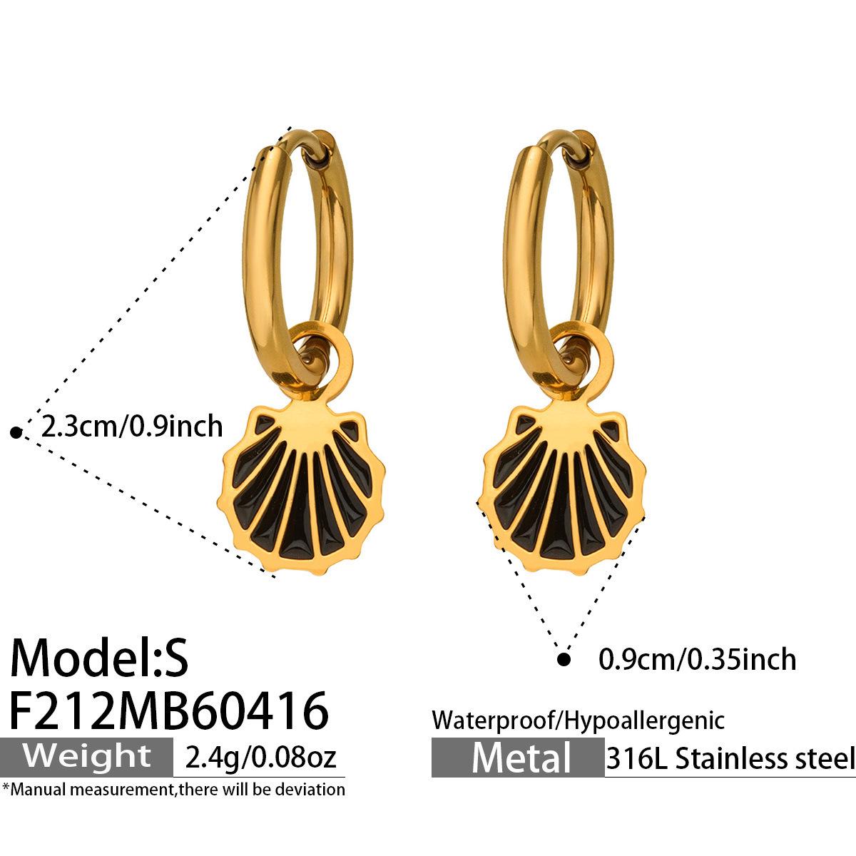European Stainless Steel Shell Pendant Earrings: 18K Gold-Plated Fashionable High-End Ear Cuffs