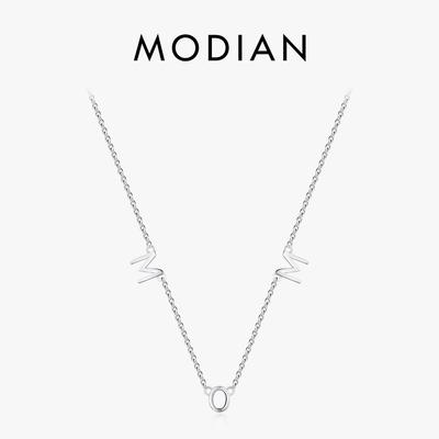 ODIAN Klassisches Design 925 Sterling Silber Buchstabe Mom Anhänger Halskette für Frauen Mutter Muttertag Geburtstag Weihnachten Süßes Geschenk
