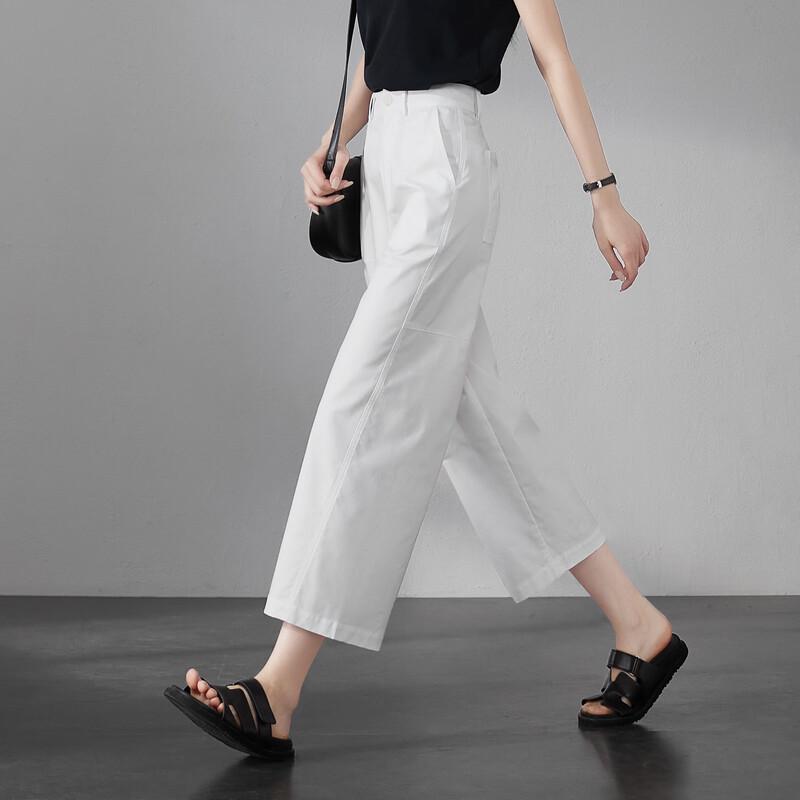 SOFSIL Women's High-Waist Wide-Leg Cropped Pants