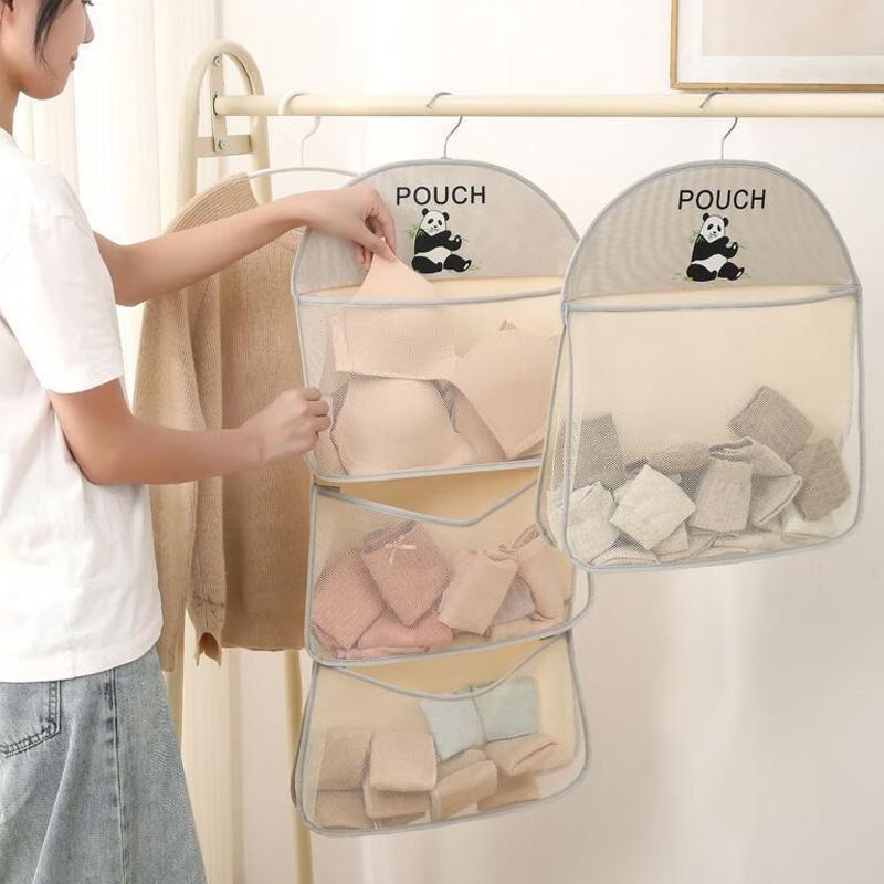 1pc Bra Storage Net Multi-layer Storage Bags Space-saving Underwear Socks Breathable Hanging Mesh Bag Storage Organizer