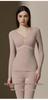 Thermal Wool & Silk Base Layer Set with Seamless Integrated Bra and Chest Pads for Autumn Warmth