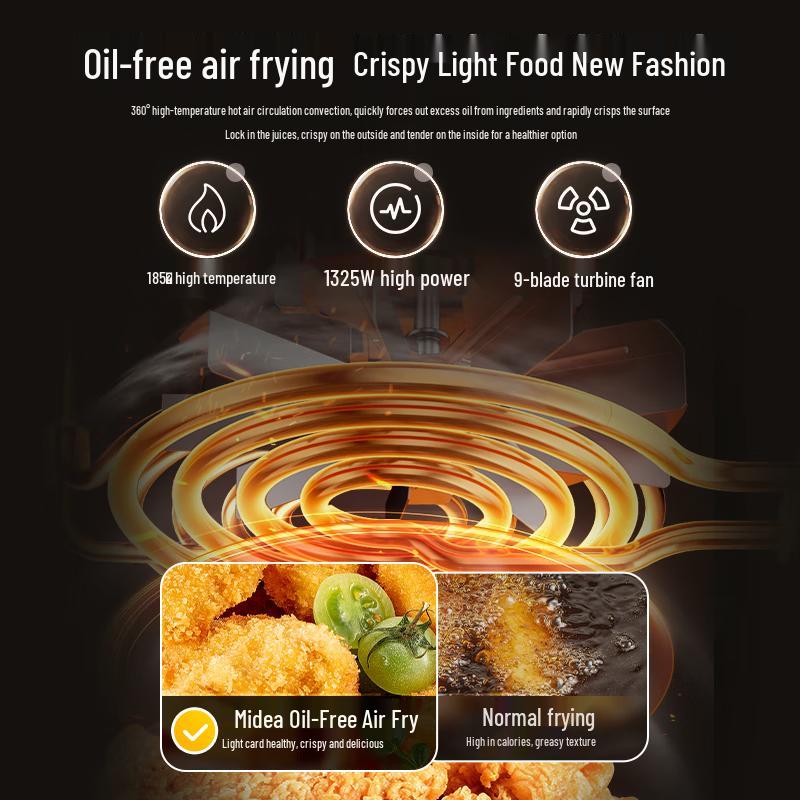 Midea 4.5L Automatic Dual-Heat Air Fryer CN plug (adapter included)