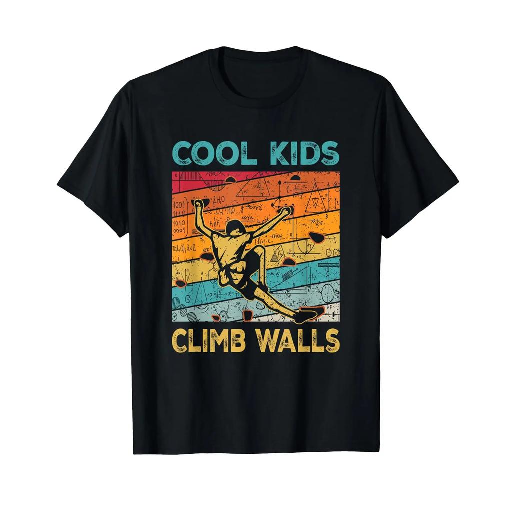 Maglietta Cool Bambini Scalano Muri Sport Estremi Arrampicata su Roccia Bouldering Vintage Casual Elastica Morbida Unisex Streetwear