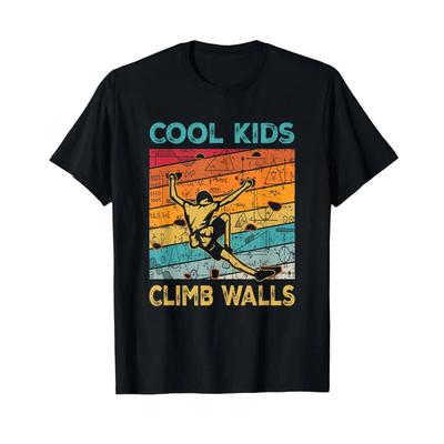 Camiseta Divertida para Niños Trepar Muros Deportes Extremos Escalada en Roca Boulder Estilo Vintage Casual Elástica Suave Unisex Streetwear
