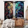 Set Of 2 Ice Fire Double Dragon Design Polyester Curtains Home Decor Made
