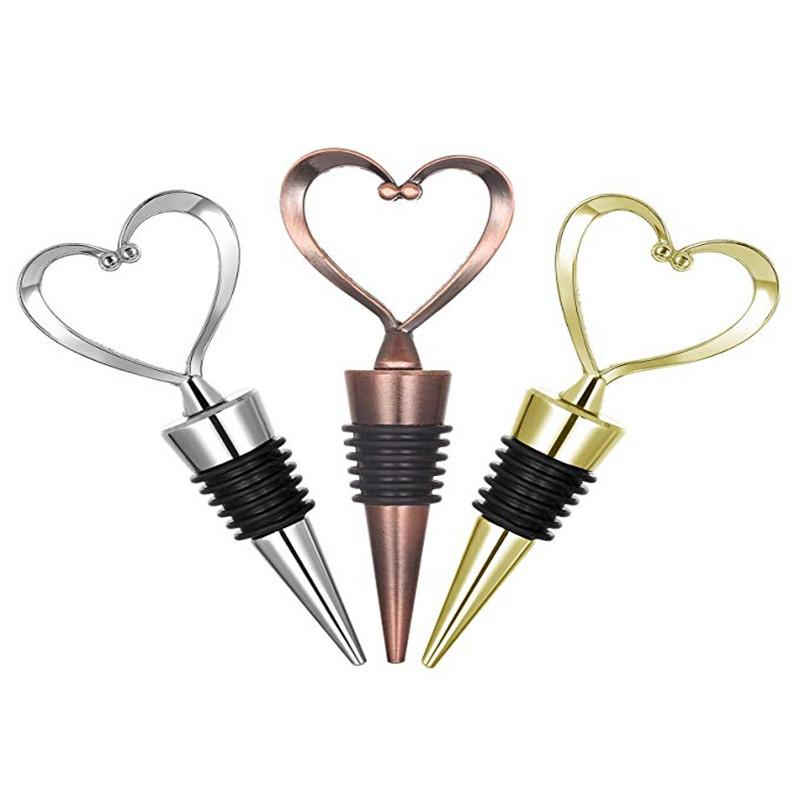 Decorative Heart Shape Wine Bottle Stopper Zinc Alloy Friendly Reusable Plug Keep Wine Fresh For Sweetheart Favors Wedding Gift