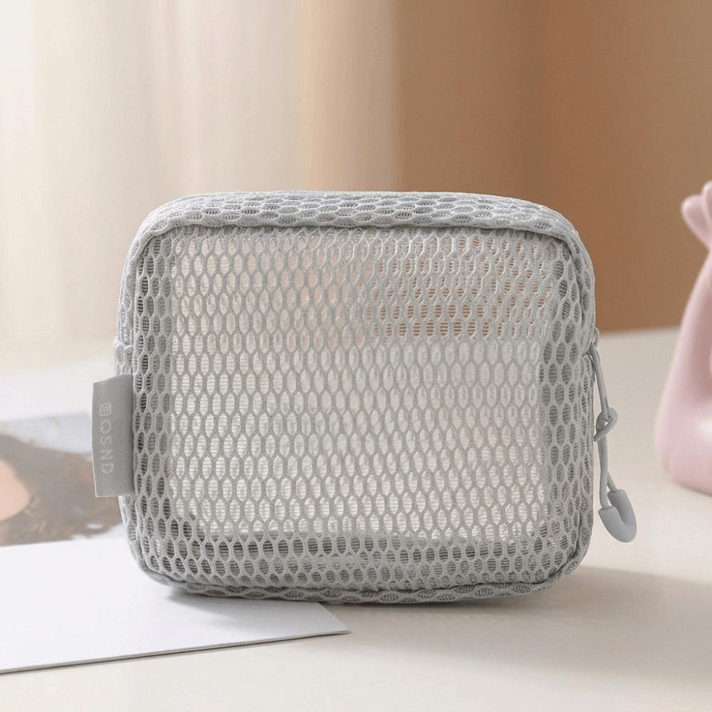 Square Transparent Storage Bag Breathable Mini Zipper Coin Purse Cosmetic Bag Office Organization