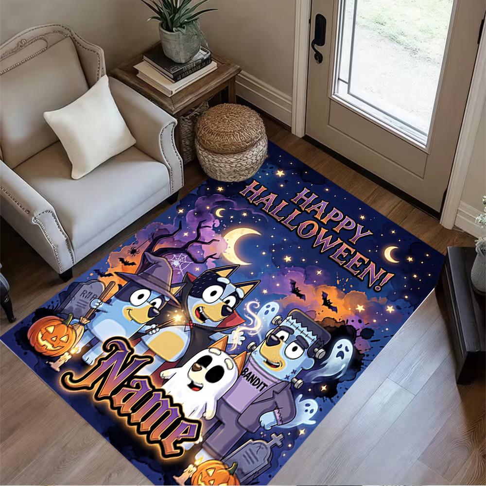 Halloween Night Adventure Personalized Text Area Rug Perfect for Entryway Bedrooms Foyer Hallway Anti-slip Rug Office Home Decor