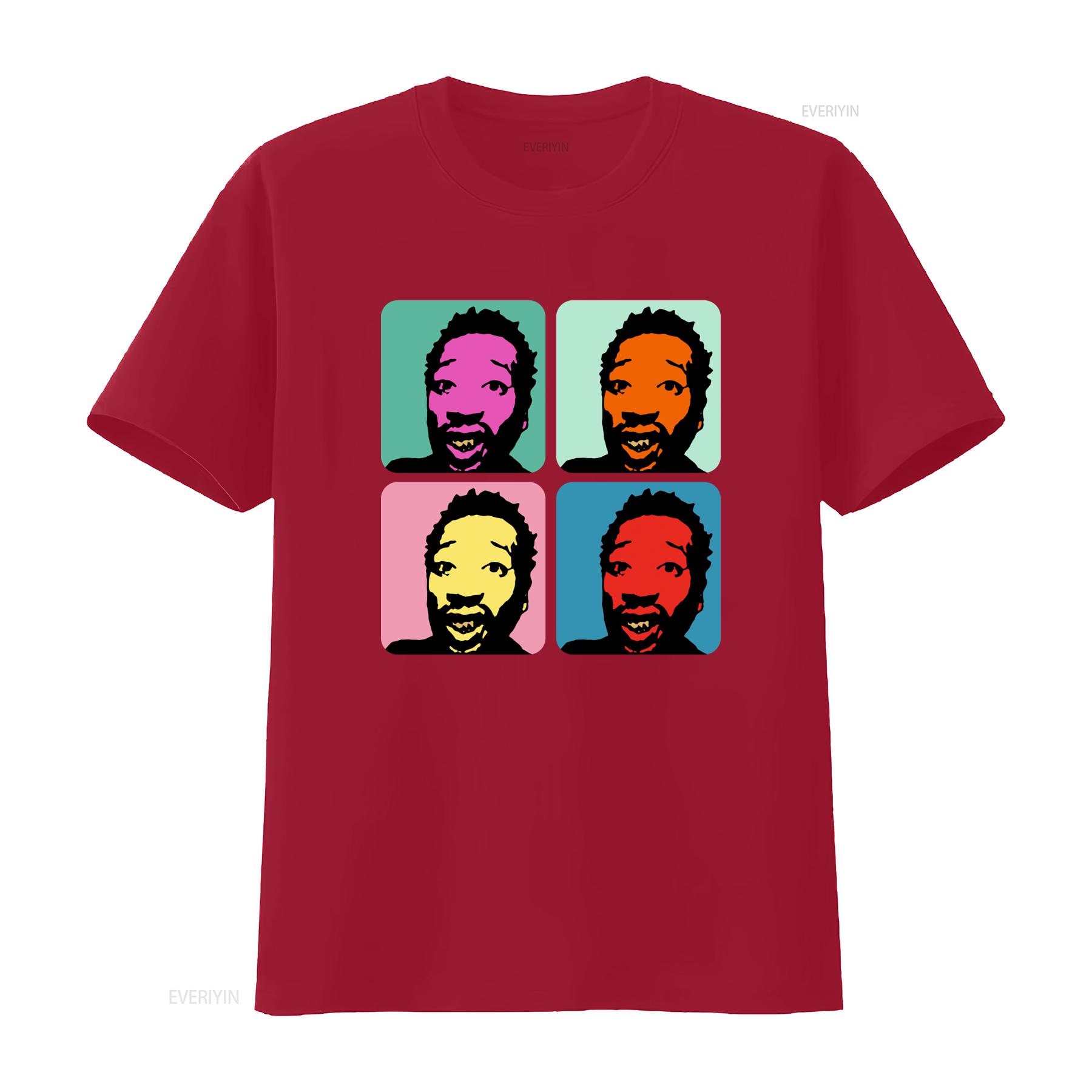 Ol Dirty Bastard Warhol Pop Art Rap T Shirt Colorful Portrait Print  vintage Washed Slightly Stylish Breathable homme Soft S