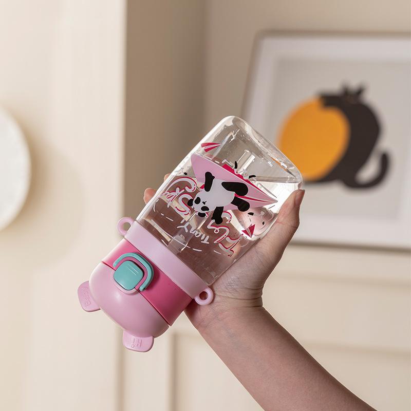 Water Bottle New Children's Water Cup Straw Cup Cartoon Direct Drinking Cup Kindergarten Drinking Water Outdoor Travel Anti-drop Portable Kettle