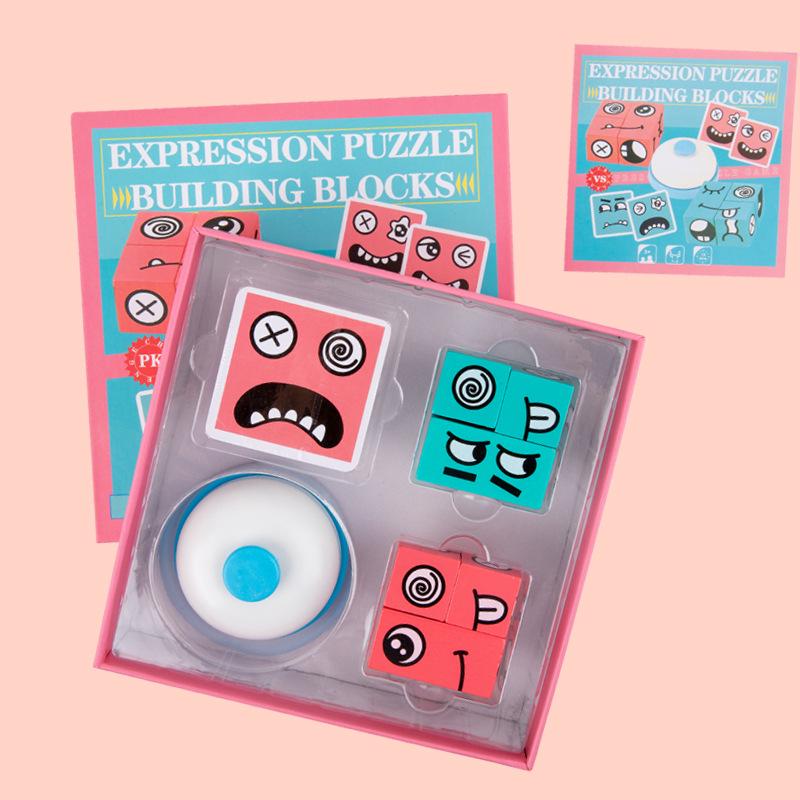 3D Face-Changing Rubik's Cube Building Blocks - Double Challenge Puzzle for Kids and Adults