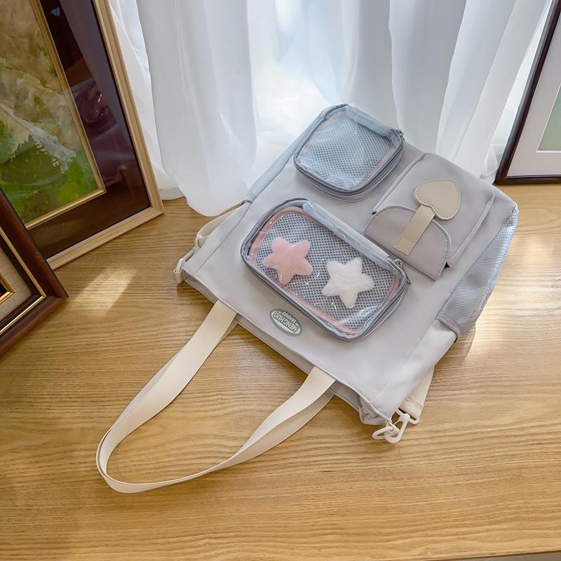 Student Commuter Shoulder Bag Girls Color Block Handbag Crossbody Bag