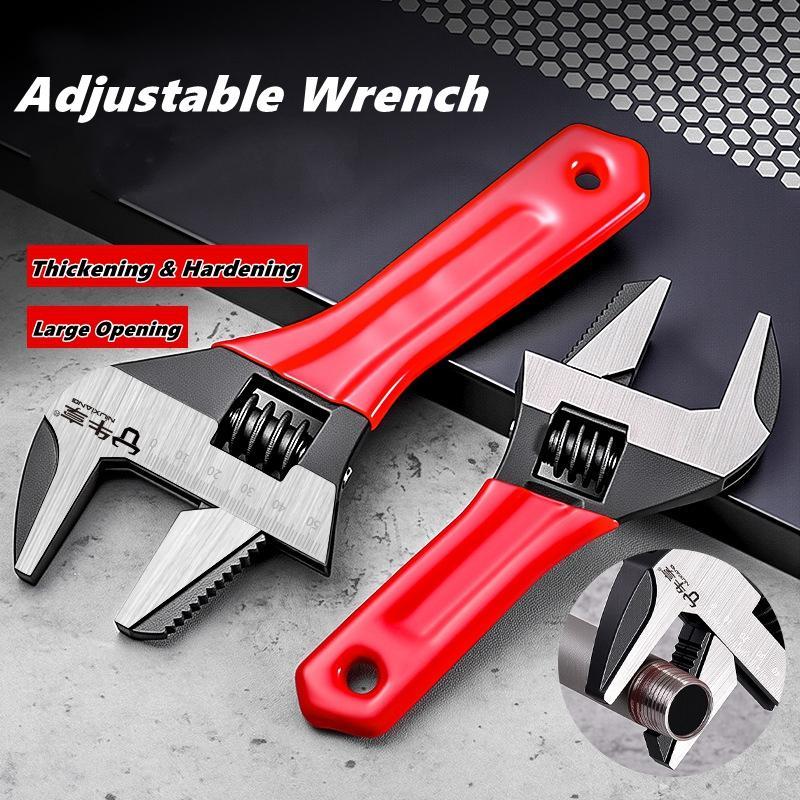 1 Pcs 6/8” Short Handle Adjustable Wrench Oversized Open Bathroom Wrench Mini Small Board Large-diameter Adjustable Short Handle