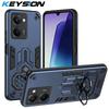 KEYSION Shockproof Armor Case for Realme P3 Ultra 5G Soft Silicone+PC Metal Ring Stand Phone Back Cover for Realme P3 Ultra 5G