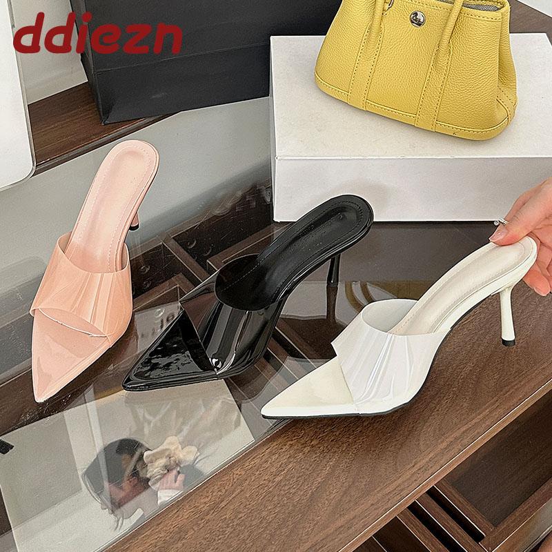 Fashion 2025 New Fashion Transparent Women High Heels Pumps Shoes Shallow Female Slip On Footwear Pointed Toe Ladies Thin Heels Shoes