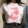 Damen Harajuku Y2K Oversized T-Shirt Drache Goth Anime Grafik-T-Shirt Vintage pro Choice Sommer Poly-Baumwoll-Set Oberteile
