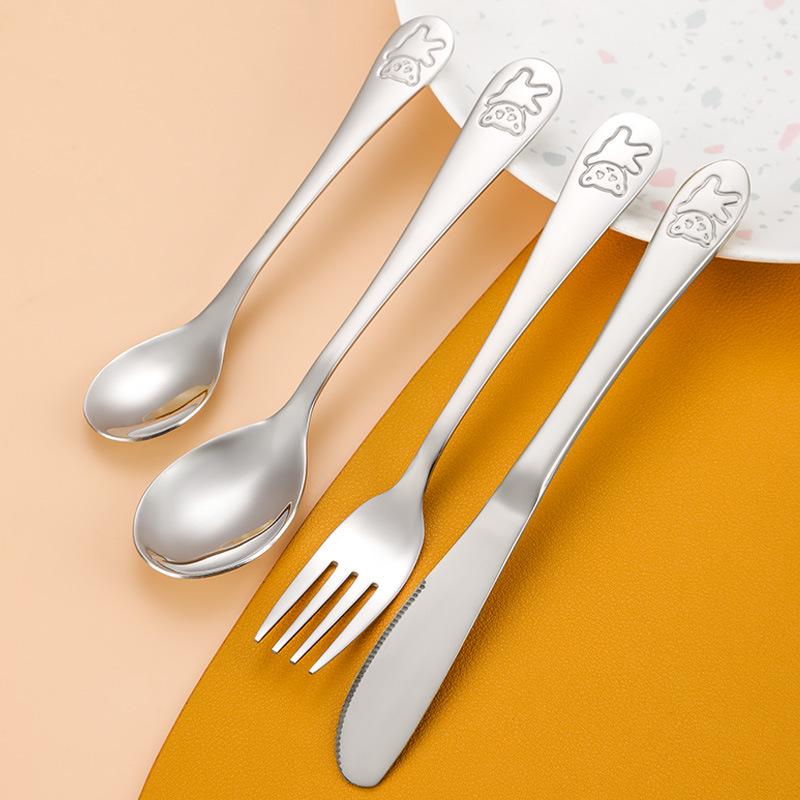 Children's 304 Stainless Steel Cutlery Set - Knife, Fork, Spoon & Bear Design, Ideal for Kindergarten or Gift