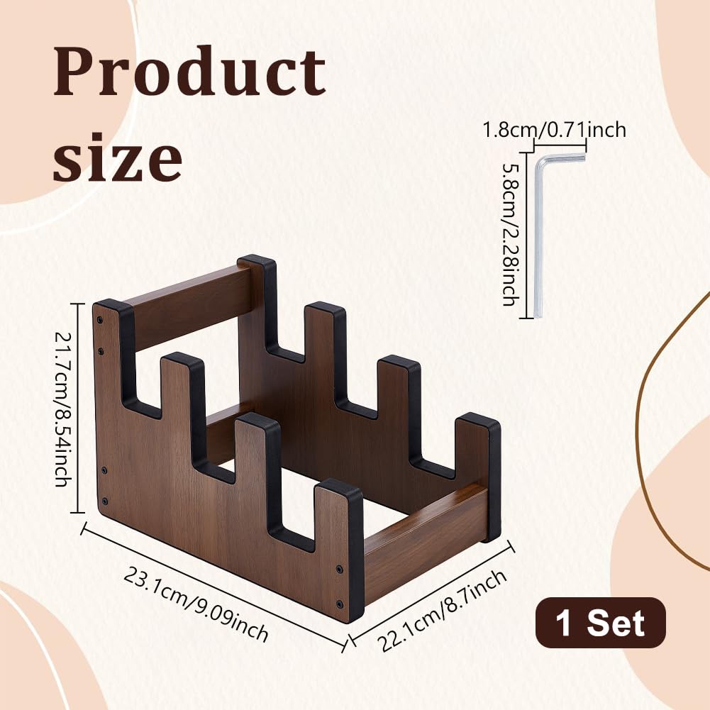 UNICRAFTALE 3 Guitar Stand Wooden Floor Holder Inches Front Display Coconut Brown Display Stand Home Guitar Rubber 8.5x8.7x9.1 (21.7x22.1x23.1 Cm)