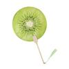 Fruit Print Fan with Wooden Long Handle Portable Lightweight Outdoor Travel Camping