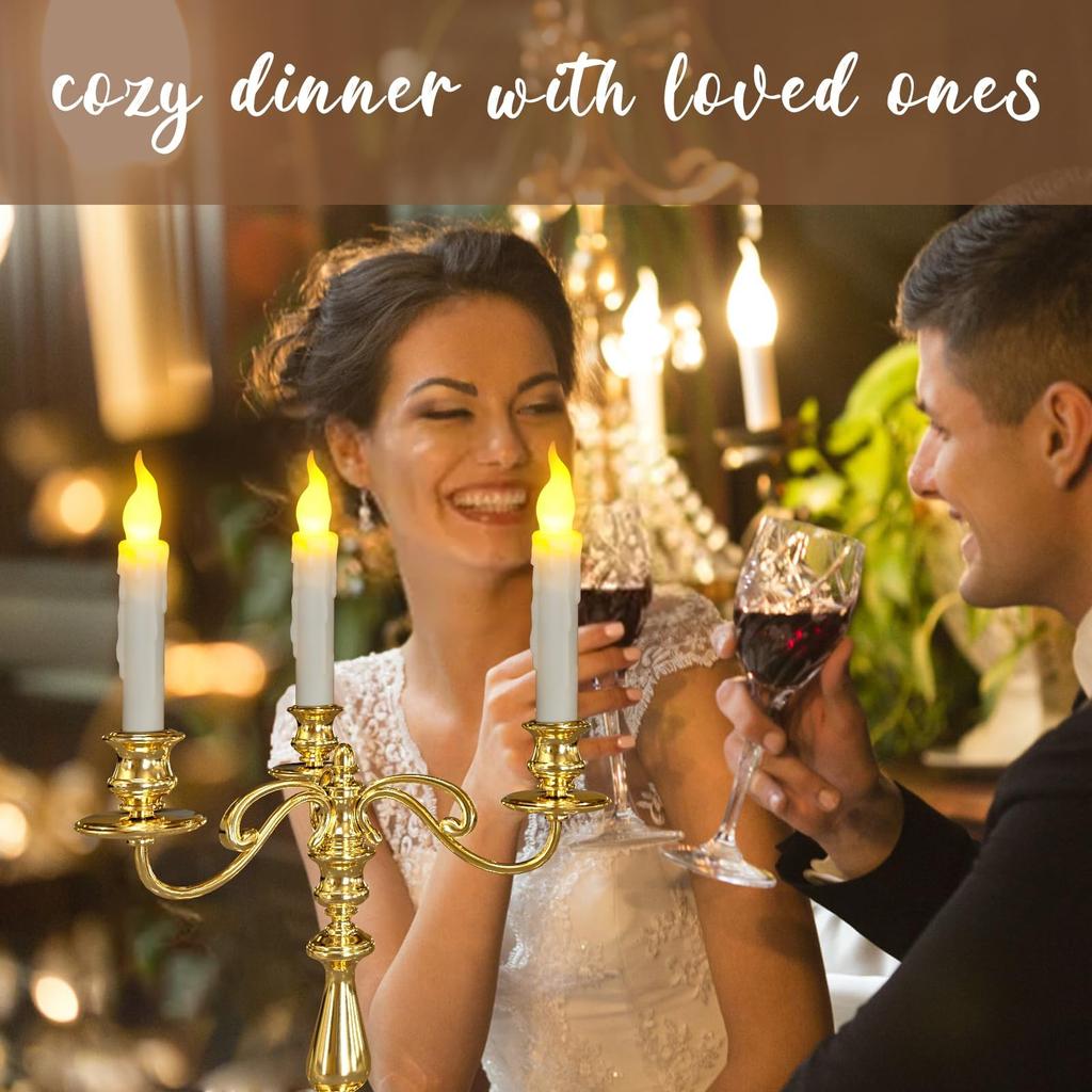 Flytende stearinlys med stav fjernkontroll 12-paknings LED flammefri, flimrende konisk lys varmhvit