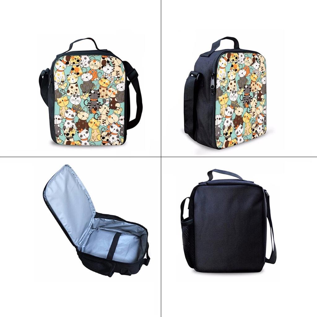 Cute Dachshund Print Cat Three Piece Backpacks Set for Boy and Girls Best Gifts 2D Flat Cartoon School Bag for Children