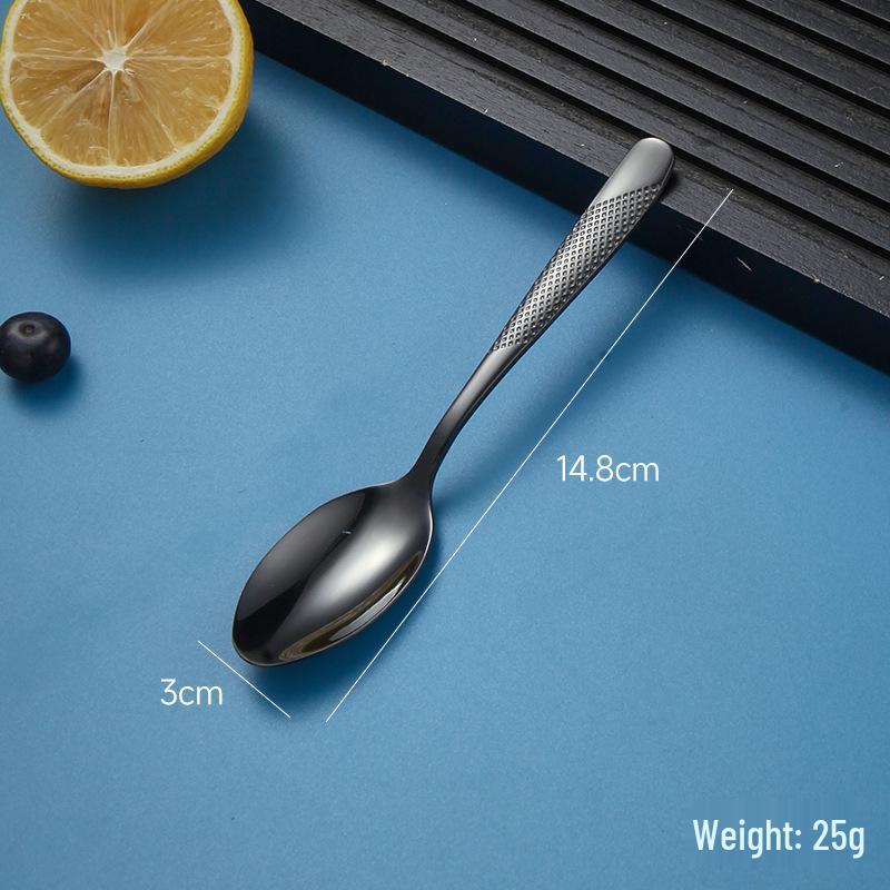 European Stainless Steel Four-Piece Cutlery Set: Star Diamond Steak Knife, Fork, and Coffee Spoon