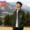 MINISO Men's American Retro Corduroy Cuban Collar Long-Sleeve Shirt