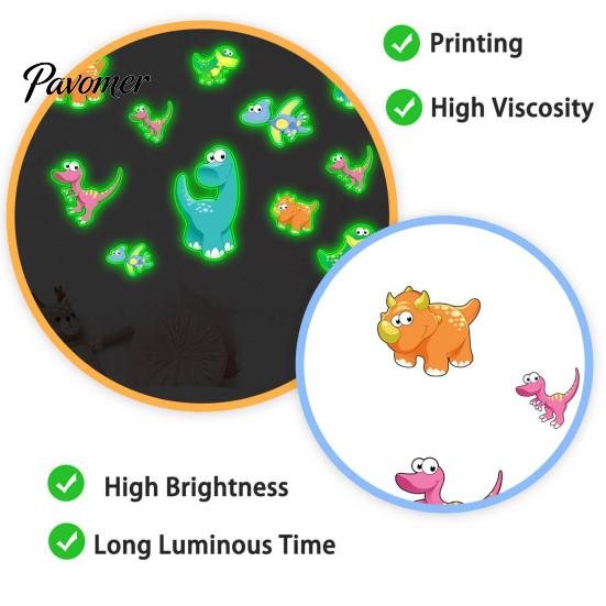 Durable Wall Decals for Glass Doors Luminous Cartoon Dinosaur Sticker, Self-Adhesive Decorative Waterproof PVC Murals Windows Kids Room Nursery