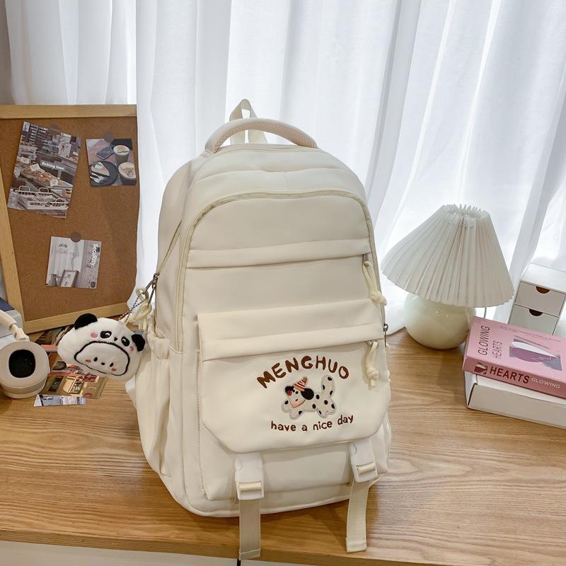 New Cartoon Puppy Embroidered Schoolbag High Value Korean Version Ins College Style Junior High School Students Multi Layer Backpack