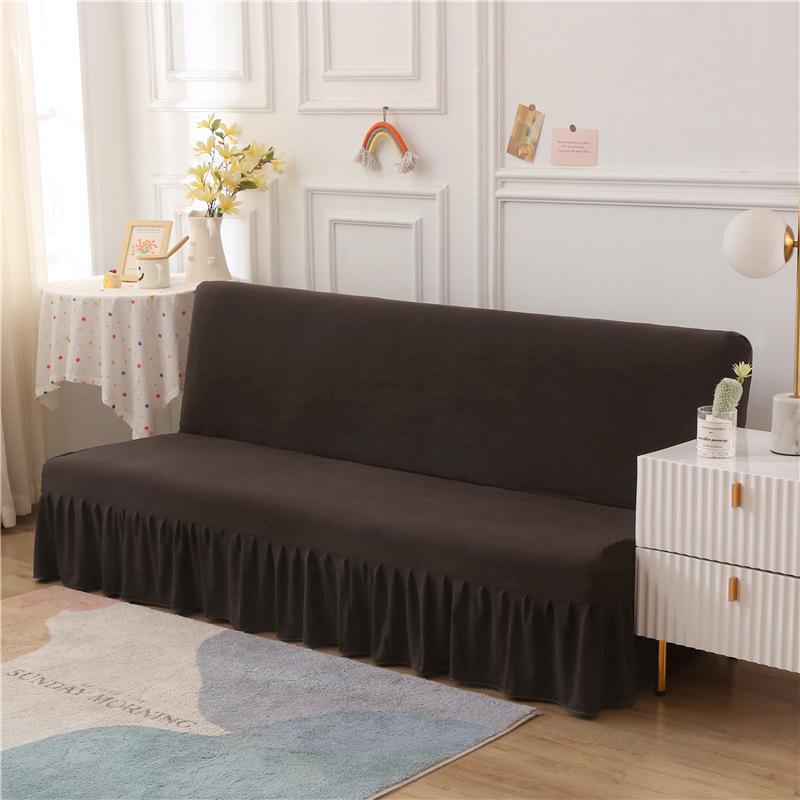 Solid Color Universal Sofa Bed Cover with Skirt - Modern, Simple, Armless Design