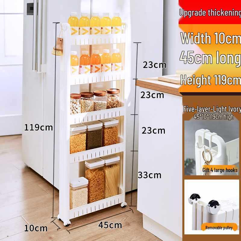 Ultra-Slim Gap Storage Rack for Kitchen, Bathroom, Fridge, Wall Corner, Bedside, and Living Room.