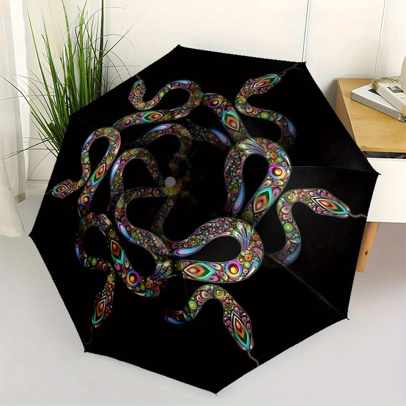 1pc Snakes, Mandala Automatic Open/close Folding Umbrella, Compact Portable Travel Umbrella, Durable Construction yy250809065