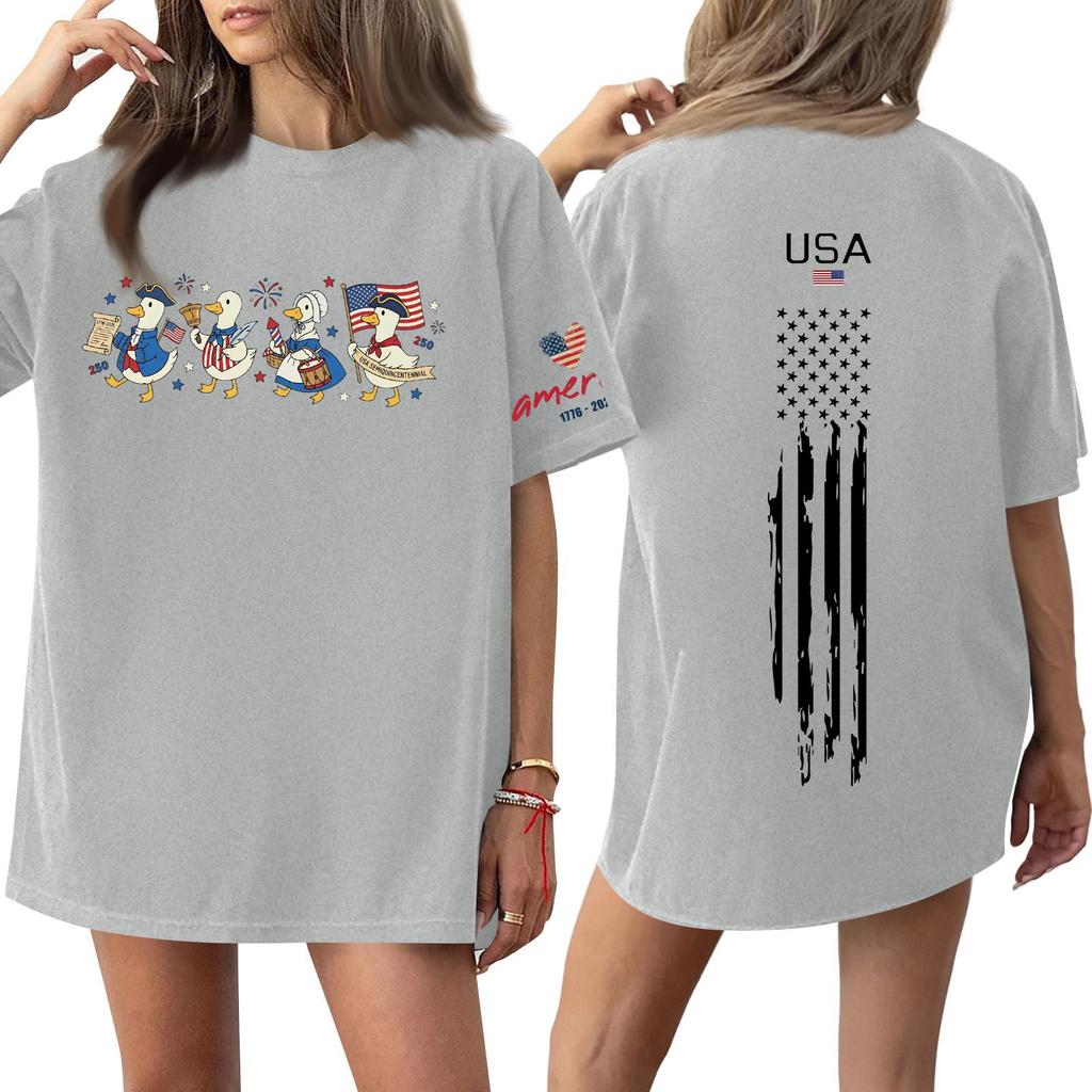 Women's Casual Fashion Round Neck Casual Print Short Sleeve T-Shirt Top