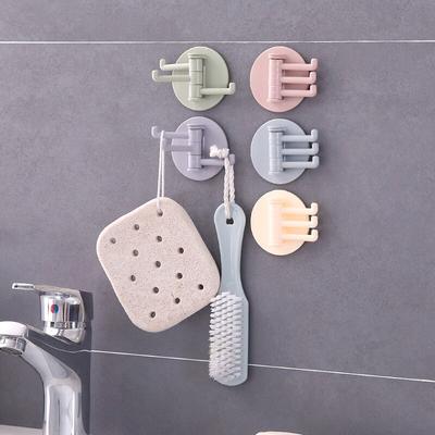 Universal Plastic Towel Hook 3-Split Rotating Holder Bathroom Door Back Hanger ARI