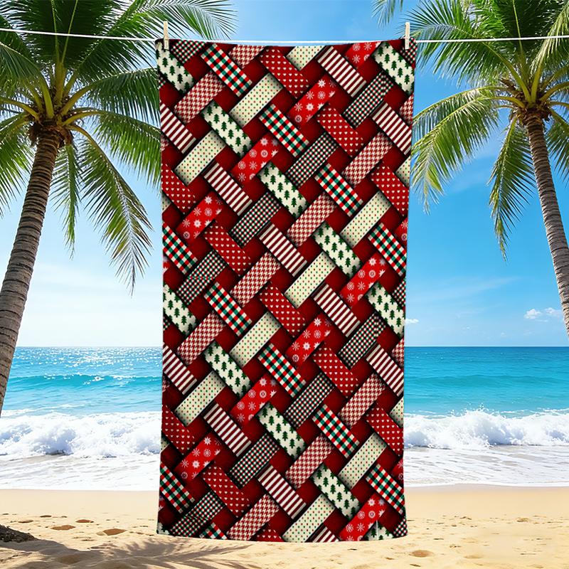 1Pc Christmas Beach Towel Quick Dry Multiuse For Beach Pool Gym Yoga Home Travel Christmas Halloween Xmas Gift S26