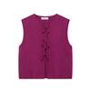 VEZFAA Women's Fashion Casual Summer Spring Solid Color Print Sleeveless O-Neck Sweaters