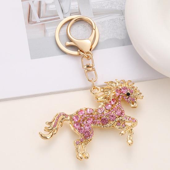 2026 Year of Horse Keychain Colorful Sparkling Rhinestones Key Chain Bag Backpack Hanging Decoration