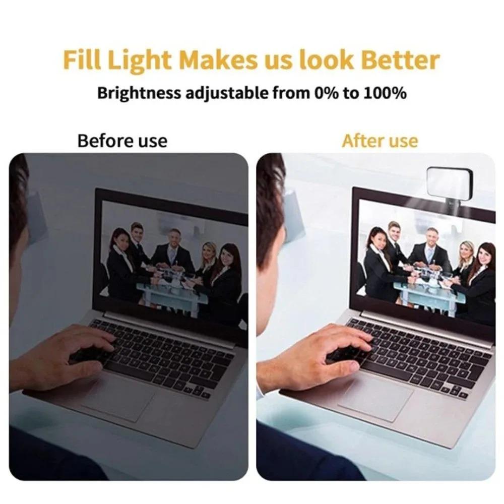 2025 New Portable Selfie Light 3 Modes Clip On Fill Light with Adjustable Brightness Mini Lighting Smartphone Tablet Computer