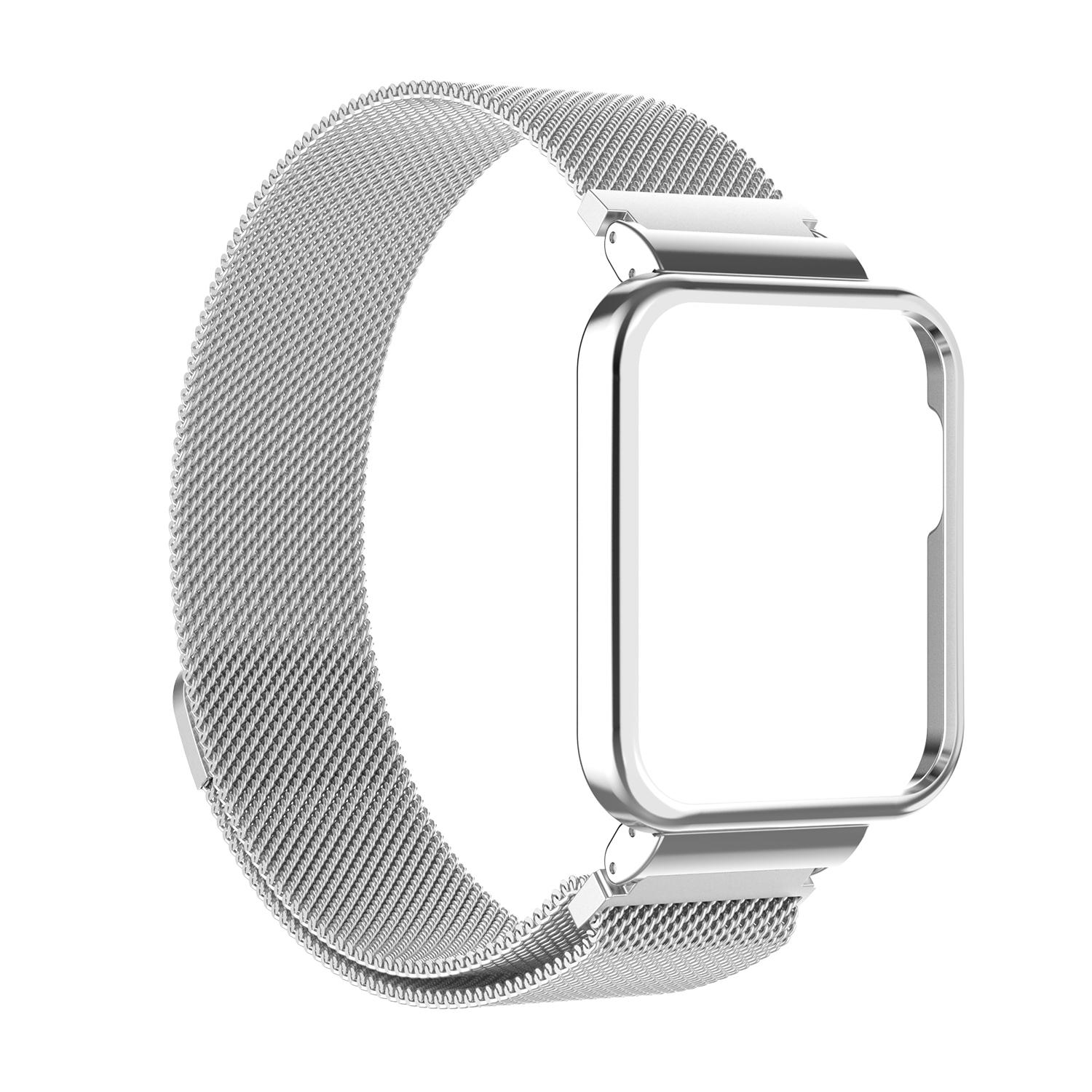 Ремешок для Xiaomi Redmi Watch 3 2 Lite Band Mi Watch Lite с металлическим защитным чехлом-бампером, браслет с магнитной петлей для часов Redmi Redmi Watch 3 серебряный