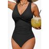 New Product, One-piece Solid Color Swimsuit Triangular Small Chest Gathering Large Size Women's Swimsuit Hot Spring