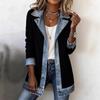 Paltoane Dama Blugi Toamna Primavara Guler Revers Buton Metalic Stil Cow Boy Patchwork Croiala Slim Jean Jachete Basic