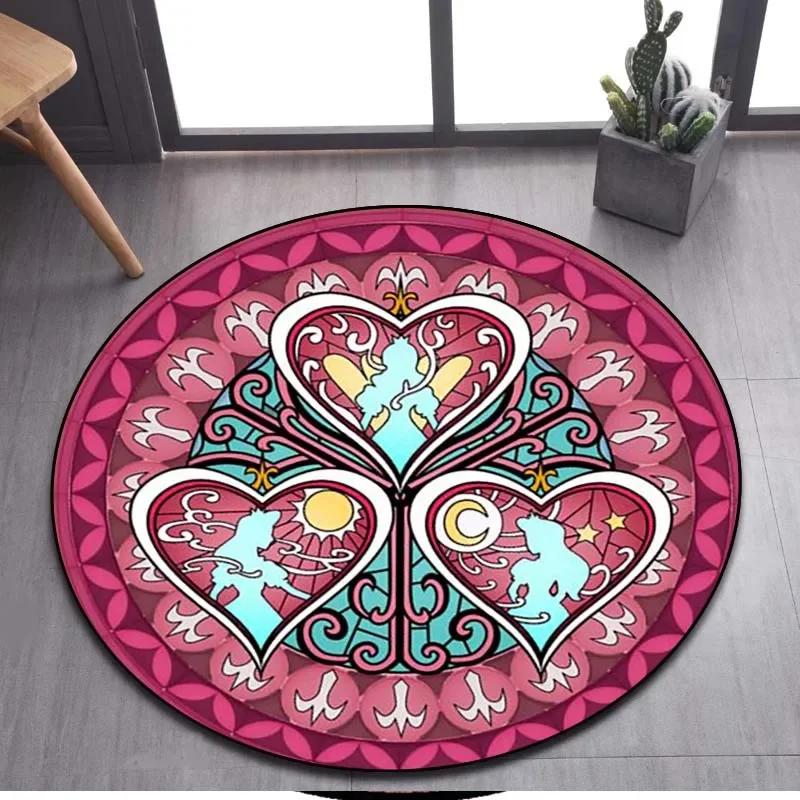 Kingdom Hearts Cartoon Pattern Area Rug Round Floor Mat Living Room Carpet Bathroom Kitchen Rug Doormat Non-slip Floor Mat