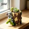 Cute Animal Shaped Planter Artificial Stump Planter Resin Tree Bark Shape Flower Pot with Koala/Frog/Sloth Rustic Bonsai Small Barrel Bucket