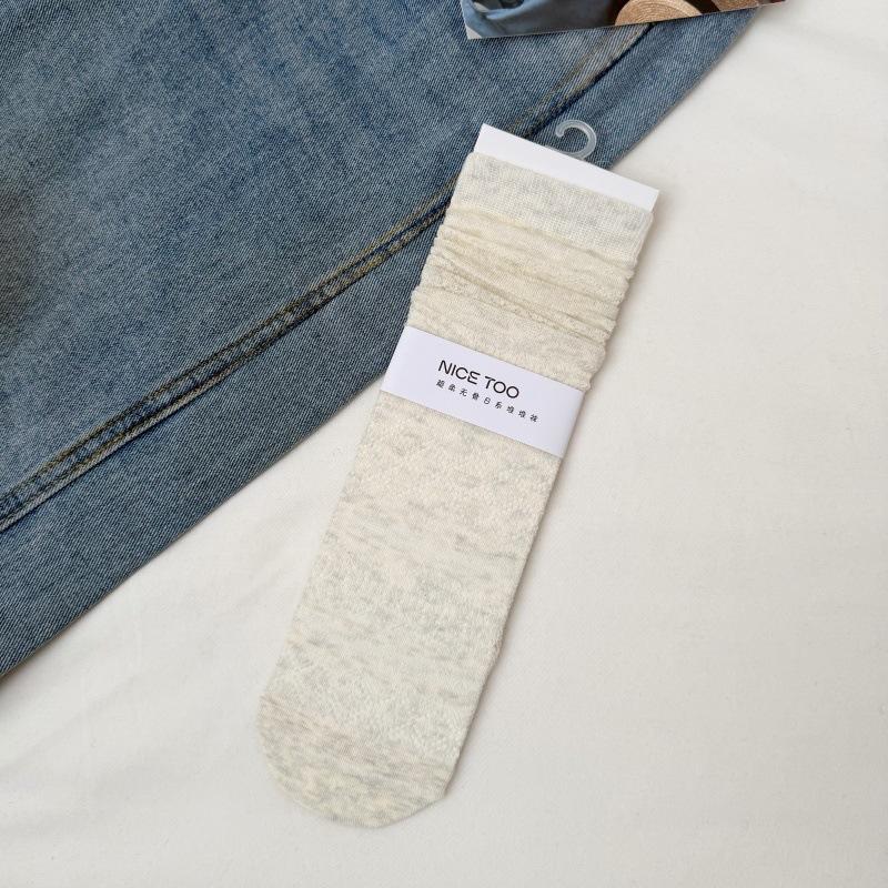 Spring and Summer Lightweight Children's Mid-Calf Socks with Vintage Hidden Patterns, Pure Cotton, Versatile Women's Long Socks