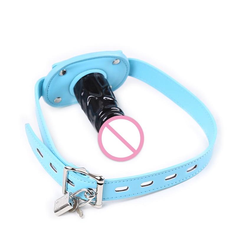 VaHppy Gag z wibratorem SM BDSM wiązanie Bondage długość penisa 10/5cm 4 kolory PU zabawki erotyczne dla pary zatyczki do ust Gagi zakneblowane wibratory
