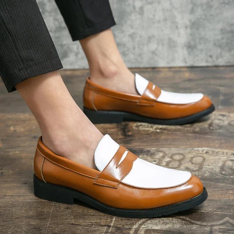 2024 Fashion Men Casual Black Loafers Shoes Slip-On Leather Men Party Dress Shoes Social Business Shoes 2024 Plus Size 38-46